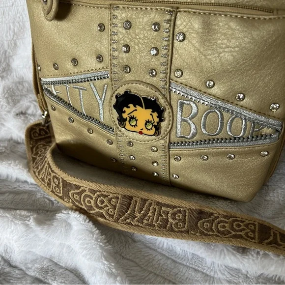 Betty Boop Crossbody Bag Gold Jewel-Studded - Picture 3 of 8